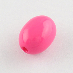 Deep Pink Opaque Acrylic Beads, Oval, Deep Pink, 12x9mm, Hole: 2mm, about 820pcs/500g