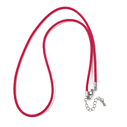 Красный 2мм круглый нейлоновый миланский шнур для изготовления ожерелья, с латунными выводами и 303 застежками из лобстера из нержавеющей стали, цвет нержавеющей стали, красные, 18.50~18.70 дюйм (47~47.5 см)