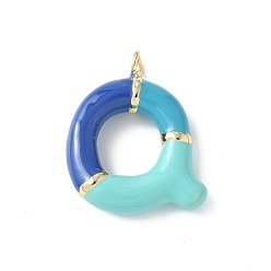 Letter Q Латунь эмаль подвески, долговечный, без кадмия и без свинца, реальный 18 k позолоченный, буквенное очарование, Буква Q, 21~25x6~25x4~7 мм, отверстие : 1.6~2 мм