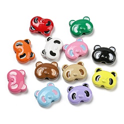 Mixed Color Alloy Enamel Beads, Lead Free & Cadmium Free, Panda Head, Mixed Color, 8x10.5x4mm, Hole: 1.6mm