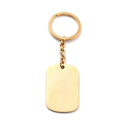 Golden Vacuum Plating 304 Stainless Steel Keychain, Stamping Blank Tag, Rounded Rectangle, Golden, 100mm