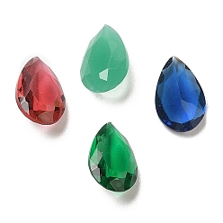 Mixed Color Pointed Back Glass Rhinestone Cabochons, Teardrop, Faceted, Mixed Color, 8x5x3mm