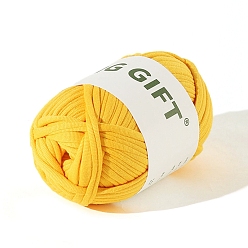Gold Polyester Cloth Yarn, For Hand Knitting Thick Thread, Crochet Cloth Yarn, Gold, 5mm, about 32.81 Yards(30m)/Skein