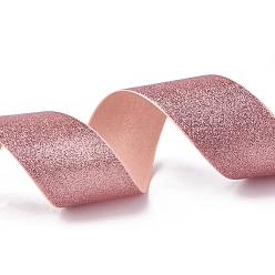 Pink Sparkle Polyester Ribbons, Glitter Ribbon, Pink, 1-1/2 inch(38mm), about 50yards/roll(45.72m/roll)