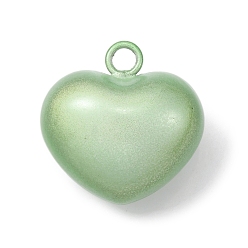 Dark Sea Green Spray Printed Alloy Bell Pendants, Heart, Dark Sea Green, 22.5x22.5x16.5mm, Hole: 3mm