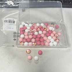 Pink 70шт. 4 виды силиконовых бусин, круглые резиновые бусины 15мм, разделительные бусины для изготовления украшений и брелоков своими руками, розовые, 15 мм
