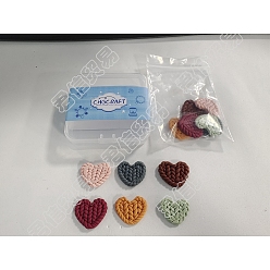 Mixed Color CHGCRAFT 12Pcs 6 Colors Handmade Polymer Clay Cabochons, Imitation Braided Pad, Heart, Mixed Color, 19.5~22x24.5~26.5x4~5mm, 2pcs/color