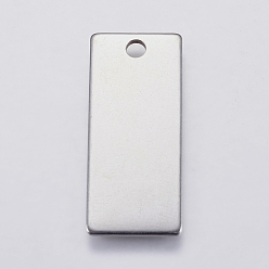 Stainless Steel Color 201 Stainless Steel Pendants, Rectangle, Stamping Blank Tag, Stainless Steel Color, 28x12x1mm, Hole: 2.5mm