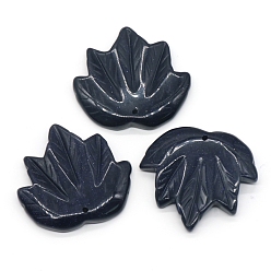 Blue Goldstone Synthetic Blue Goldstone Autumn Maple Leaf Pendants, Leaf Charms, 43x47~53x7mm, Hole: 2mm