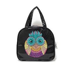 Owl DIY Diamond Painting Handbag Kits, including Rectangle Bag, Acrylic Rhinestones, Diamond Sticky Pen, Tray Plate and Glue Clay, Owl Pattern