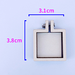 Square Mini Wooden Embroidery Hoops, Embroidery Cross Stitch Hoops, for DIY Pendant Embroidery Frame Craft Ornaments, Square Pattern, 38x31mm