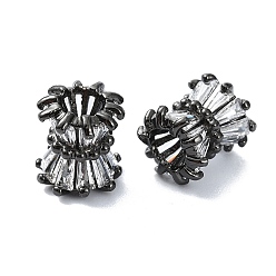 Черный Цвет Металла Покрытие стойки латунь микропаве прозрачные кубические циркониевые бусины, долговечный, без свинца и без кадмия, колонка, металлический черный , 10.5x9 мм, отверстие : 2.2 мм