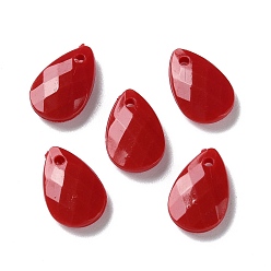 FireBrick Opaque Acrylic Charms, Faceted, Teardrop Charms, FireBrick, 13x8.5x3mm, Hole: 1mm