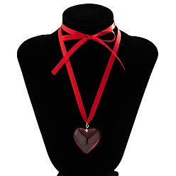 Red 5665 Sweet and Cool Exaggerated Big Love Pendant Necklace - Simple and Adjustable.