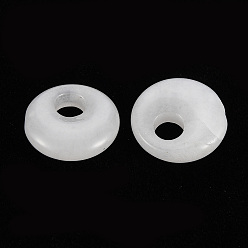 Белый Нефрит Натурального белого нефрита подвески, пончик / пи-диск, 17.5~18.5x5.5 мм, отверстие : 5.5 мм