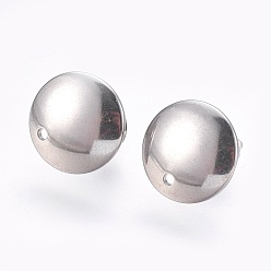 Stainless Steel Color 304 Stainless Steel Stud Earring Findings, Flat Round, Stainless Steel Color, 12mm, 13x2mm, pin: 0.8mm