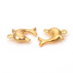 Golden 304 Stainless Steel Charms, Dolphin, Golden, 14.5x10.5x3.5mm, Hole: 1mm