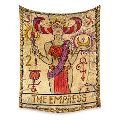Red Tarot Tapestry, Polyester Bohemian Wall Hanging Tapestry, for Bedroom Living Room Decoration, Rectangle, The Emperor IV, 950x730mm