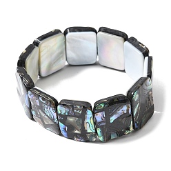 Rectangle Браслеты из натуральных бусин пауа из натурального морского ушка для женщин, прямоугольные, внутренний диаметр: 2-1/2 дюйм (6.2 см), шириной 25 мм 