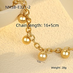 Золотой Модные 304 из нержавеющей стали шарм браслеты, золотые, круглые, золотые, 6-1/4 дюйм (16 см)