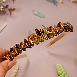 Тигровый глаз Натуральные резинки для волос с тигровым глазом, корона для волос, для женщин девушек, 200x150x8 мм