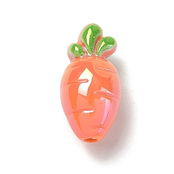 Naranja Perlas de acrílico opaco chapado uv, iridiscente, zanahoria, naranja, 27x13.5 mm, agujero: 2.5 mm