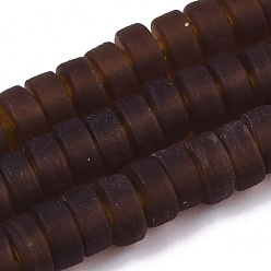 Sienna Handmade Frosted Lampwork Beads Strands, Heishi Beads, Disc/Flat Round, Sienna, 9x4.5mm, Hole: 1.6mm, about 108pcs/Strand, 19.29 inch