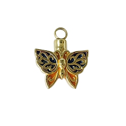 Golden Openable 316L Surgical Stainless Steel Memorial Urn Ashes Pendants, with Enamel, Butterfly, Golden, 29.5x25.5x8mm