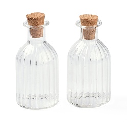 Clear Glass Cork Bottles, Glass Empty Wishing Bottles, Food Play Scene Miniature Model, for DIY Craft Dollhouse Accessories, Clear, 20x41mm