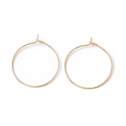 Golden Rack Plating Brass Hoop Earring Findings, Long-Lasting Plated, Cadmium Free & Lead Free, Golden, 29x25x4mm, Pin: 0.8mm