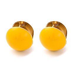 Желтый Круглые серьги-кольца из нержавеющей стали с вакуумным покрытием pvd, с эмалью, круглые, желтые, 16x15x16 мм