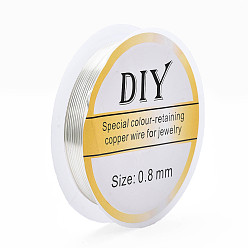 Серебро Круглая медная проволока для ювелирных изделий, долговечный, серебряный цвет гальваническим, 20 датчик, 0.8 мм, около 9.84 футов (3 м) / рулон