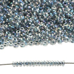 (773) Inside Color AB Crystal/Montana Blue Lined Toho 11/0 полукруглые бусины, японский бисер, (773) внутри цвет ab кристалл / синий монтана подкладка, 11/0, 2.2x0.9 мм, отверстие : 0.8 мм, Около 8666 шт / 50 г