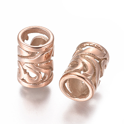 Rose Gold 304 Stainless European Beads, Large Hole Beads, Column, Rose Gold, 10x7mm, Hole: 5mm