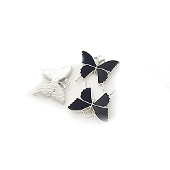 Черный Подвески из сплава и ацетата целлюлозы, бабочка, чёрные, 29.5x25 мм