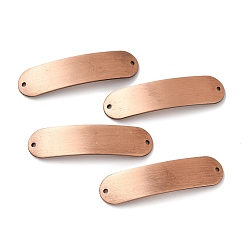 Brushed Red Copper Brass Links, Long-Lasting Plated, Oval, Stamping Blank Tag, Brushed Red Copper, 41x10x3mm, Hole: 1.4mm