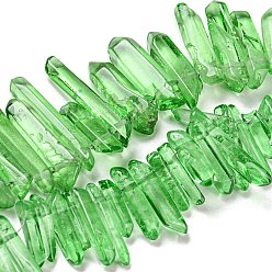 Зеленый лайм Натуральные окрашенные кварцевые нити, чип, зеленый лайм, 4~8x19~36x19~36 мм, отверстие : 1 мм, около 66~96 шт / нитка, 14.76''~15.55'' (37.5~39.5 см)