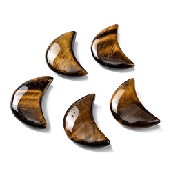 Tiger Eye Natural Tiger Eye Beads, No Hole/Undrilled, for Wire Wrapped Pendant Making, Moon, 34~35x22x7~10mm