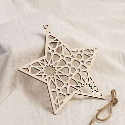 Star Wooden Pendant Decorations, Hemp Rope Home Wall Hanging Ornament, Star, 150x149mm