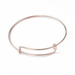 Rose Gold Ion Plating(IP) Adjustable 304 Stainless Steel Wire Bangle Making, Rose Gold, Inner Diameter: 2-1/2 inch(6.5cm)