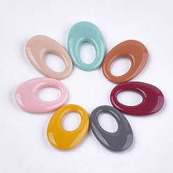 Mixed Color Opaque Acrylic Pendants, Oval, Mixed Color, 32.5x22.5x5.5mm, Hole: 15x10mm