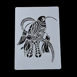 Woodpecker Plastic Hollow Out Drawing Painting Stencils Templates, for Painting on Scrapbook Fabric Tiles Floor Furniture Wood, Woodpecker, 291x210x0.3mm
