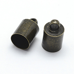 Antique Bronze Brass Cord Ends, End Caps, Nickel Free, Antique Bronze, 10x6mm, Hole: 2mm, Inner Diameter: 5.5mm
