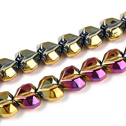 Золотистый Гальванизируйте прозрачное стекло бисер нитей, сердце, граненые, с покрытием AB цвета, с половиным покрытием, золотые, 15x13x8.5 мм, отверстие : 1 мм, около 50 шт / нитка, 23.62 дюйм (60 см)
