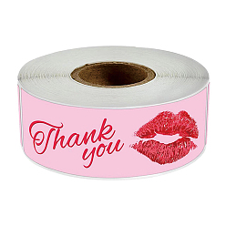 Pearl Pink Thank You Stickers Roll, Rectangle Paper Adhesive Labels, Decorative Sealing Stickers for Christmas Gifts, Wedding, Party, Pearl Pink, 75x25mm, 120pcs/roll