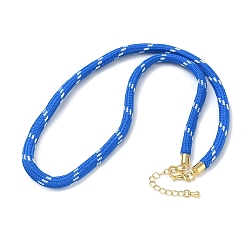Dark Blue Ployester Core-Wrapped Round Cord Necklace Making, with Brass Finding, Golden, Dark Blue, 17.72x0.18 inch(45x0.45cm)