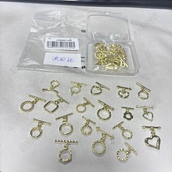 Золотой 38 шт. 19 стили застежки-тоглы из сплава, без кадмия и без свинца, стойки покрытие, разнообразные, золотые, 12.5~18.5x10.5~16.5x1.5~2.5 мм, 2 шт / стиль