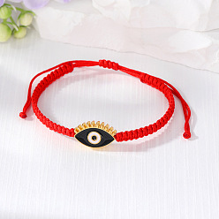 Black eyelashes eyes Retro Eyelash Eye Bracelet with Devil Pendant, Handmade Adjustable Woven Jewelry