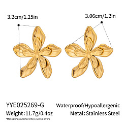 Золотой 304 серьги из нержавеющей стали, золотые, 32x30.6 мм
