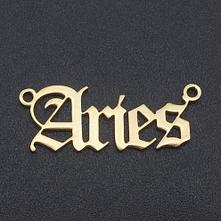 Овен 201 ссылки нержавеющей стали, двенадцать созвездий, старый английский, лазерная резка, Овен, 8.5x23x1 мм, отверстие : 1.2 мм